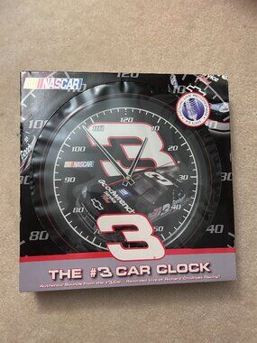Dale Earnhardt #3 Car Clock with Authentic Engine Sounds- NASCAR RCR, In Box